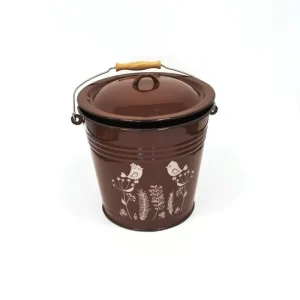 Găleată emailată 10l /28 cm cu capac decor maro Bird KLC Preț mic