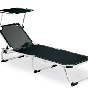 Sezlong pozitionabil cu baldachin metalic rabatabil + textil Premium