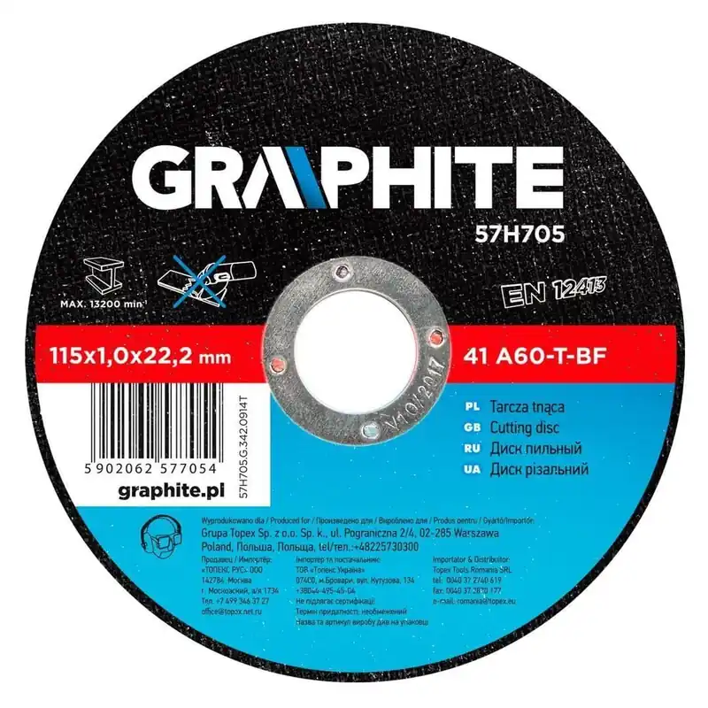 Cel mai bun preț Disc pentru taiere metal 115x1x22mm Graphite 57H705