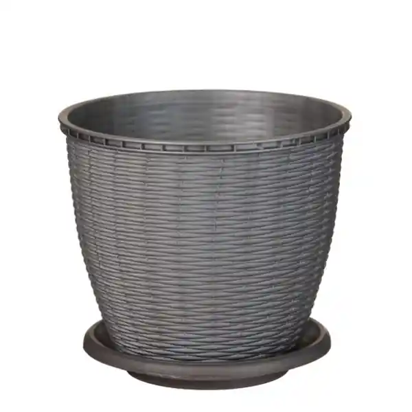 Ghiveci ratan gri cu farfurie 9L Cel mai vândut