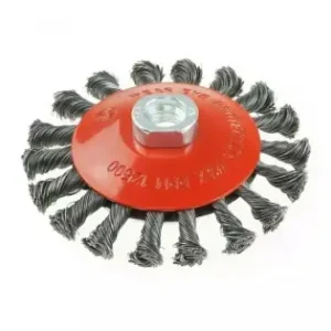 Perie de disc din sarma otel 115mm, filet M14, sarma impletita Dedra F40-115 Ofertă