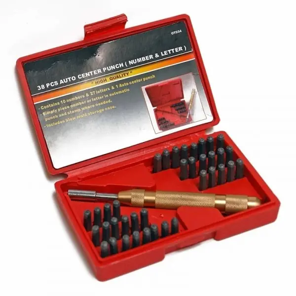 Ofertă exclusivă Trusa de poansoane cu litere si cifre cu perforator Dema 18506, 4 mm, 38 piese