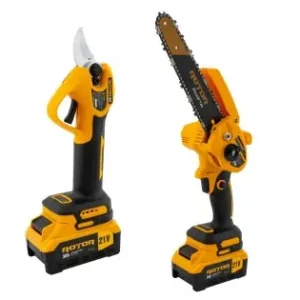 Popular Set mini fierastrau CS1 si Foarfeca de gradina GS1 pe acumulator ROTOR, 500 W,600 W 4500 rot/min, 21 V 3 Ah