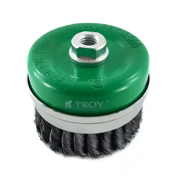 Vezi acum Perie de sarma tip cupa cu fir rasucit Troy 27708-75, 75 mm