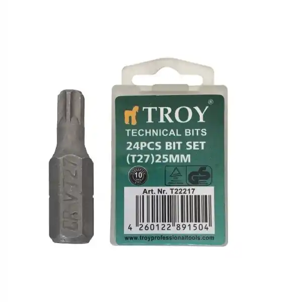 Lichidare de stoc Set de biti torx Troy 22217, T27, 25 mm, 24 bucati