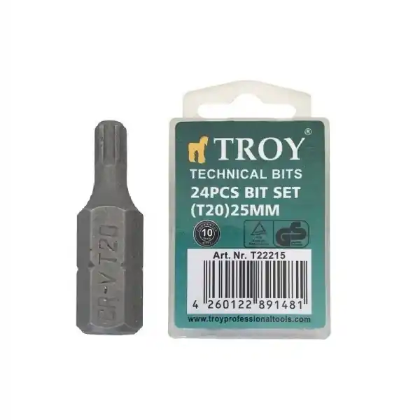 Ieftin Set de biti torx Troy 22215, T20, 25 mm, 24 bucati