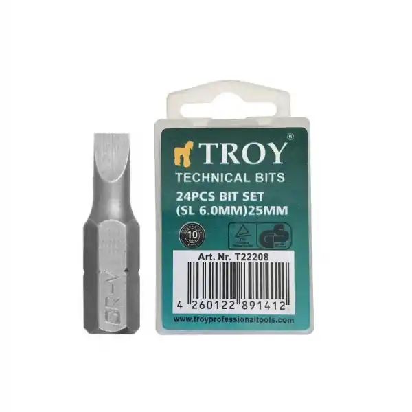 Discount Set de biti drepti Troy 22208, SL6, 25 mm, 24 bucati