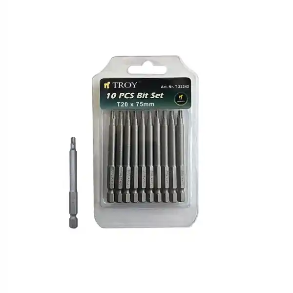 Set de biti torx Cr-V Troy 22242, T20, 75 mm, 10 bucati Nu rata