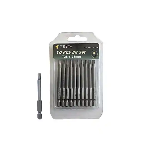 Set de biti torx Cr-V Troy 22246, T25, 75 mm, 10 bucati Cumpără online
