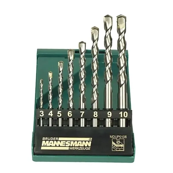 Plată securizată Set burghie piatra, beton Mannesmann 54309, Ø3-10 mm, 8 piese