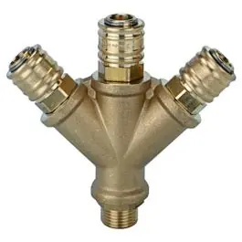 Distribuitor de aer comprimat, 3 iesiri, conectare G1/2" cu filet interior, RIEGLER Bestseller