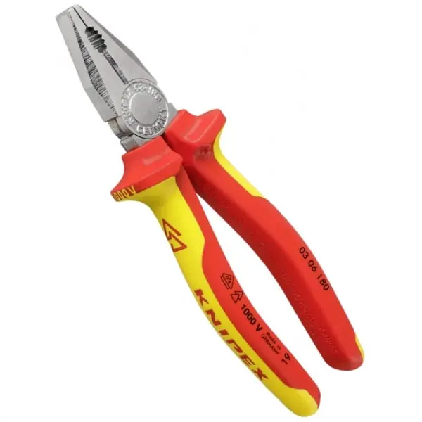 Cleste profesional combinat izolat Knipex 03 06 180, 180 mm Plată securizată