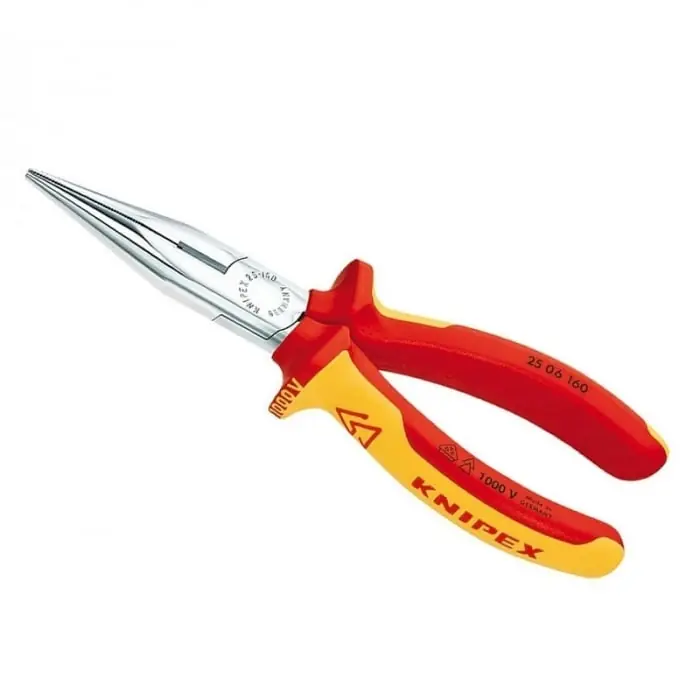 Cleste profesional izolat cu varf lung drept Knipex 25 06 160, 160 mm Ieftin