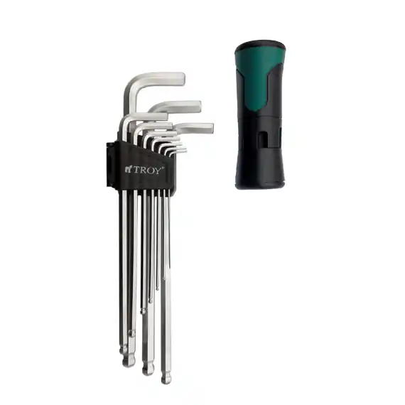 Promoție Set chei imbus Hex Troy 26202, Ø1.5-10 mm, cap rotund, 11 piese