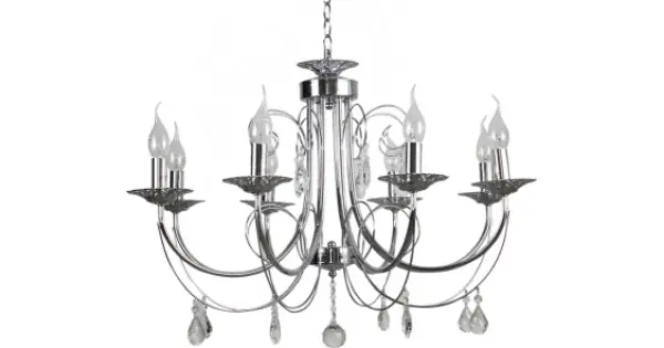 Candelabru Crom+Alb 8xE14 60W Preț mic