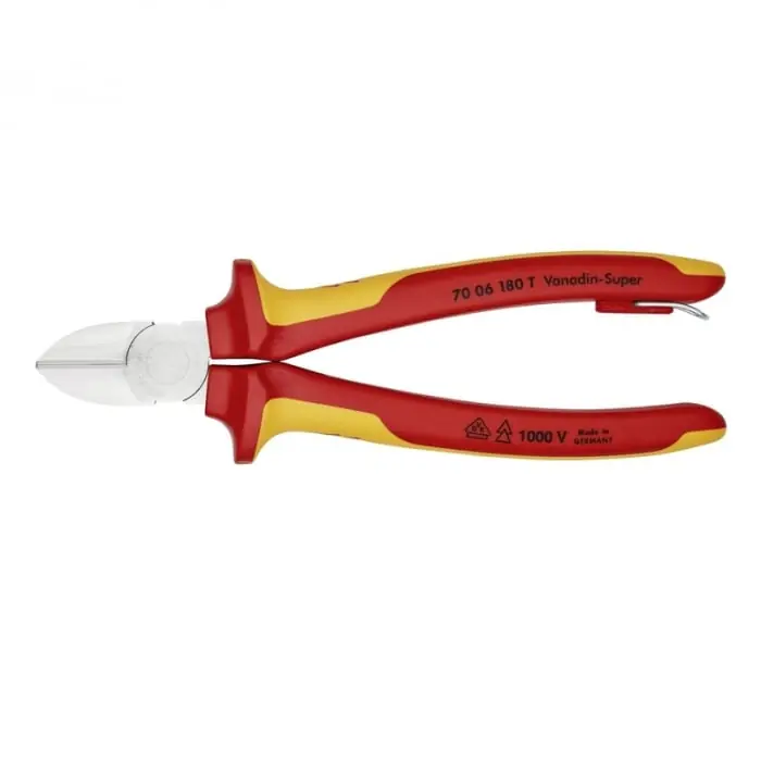Preferatul clienților Cleste profesional cu taiere diagonala, maner izolat Knipex 70 06 180 T, 180 mm