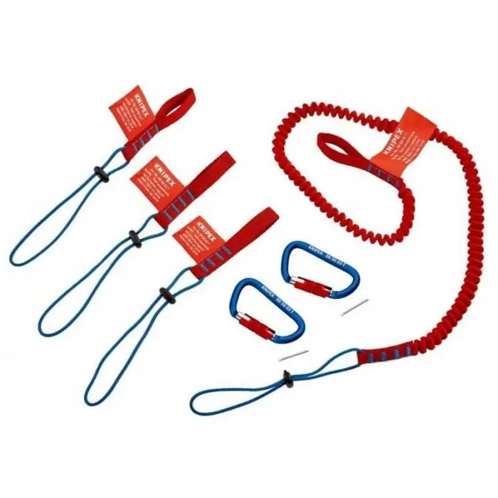 Set corzi de siguranta pentru scule si carabiniere Knipex 00 50 04 T BK, 1.5 Kg, 5 bucati Ieftin