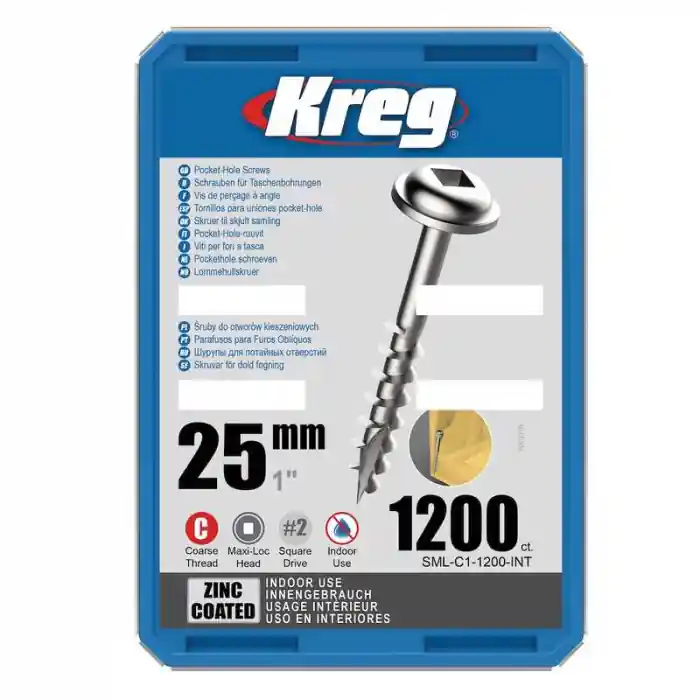 Livrare rapidă Set holtsuruburi pentru gauri in lemn Kreg SML-C1-1200, Ø8x25 mm, 1200 bucati