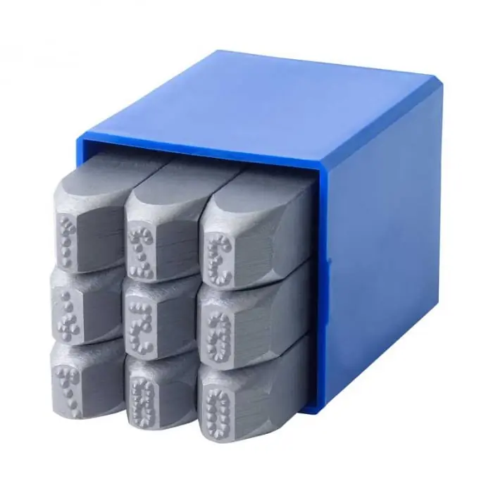 Set poansoane punctate de marcat cifre Gravurem 14308000, 8 mm, 9 piese Discount