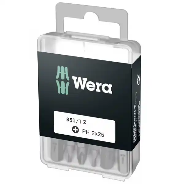 Biti pentru surubelnite Phillips Wera 05072401005, PH2X25 mm, 25 bucati Preț redus
