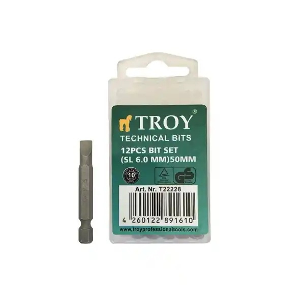 Set de biti drepti Troy 22228, SL6, 50 mm, 12 bucati Preț promoțional