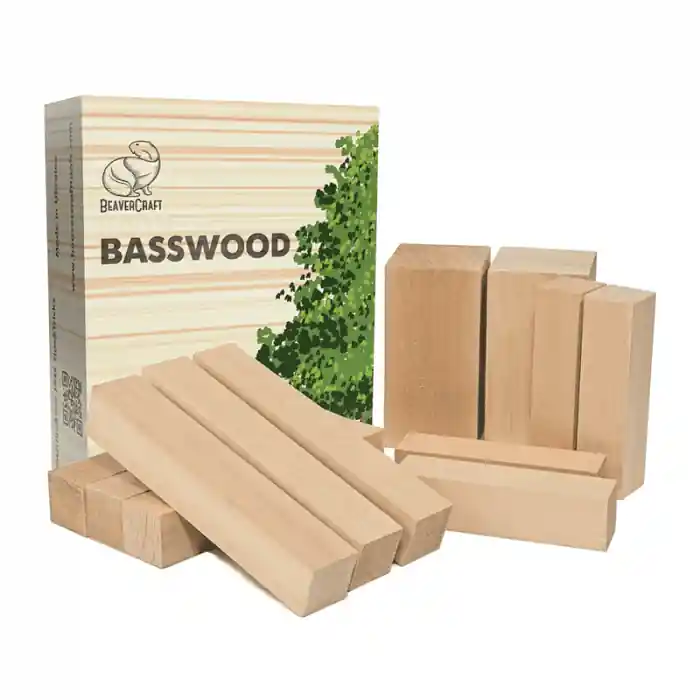 Set de blocuri din lemn pentru sculptura BeaverCraft BW12, 12 piese Cel mai bun preț