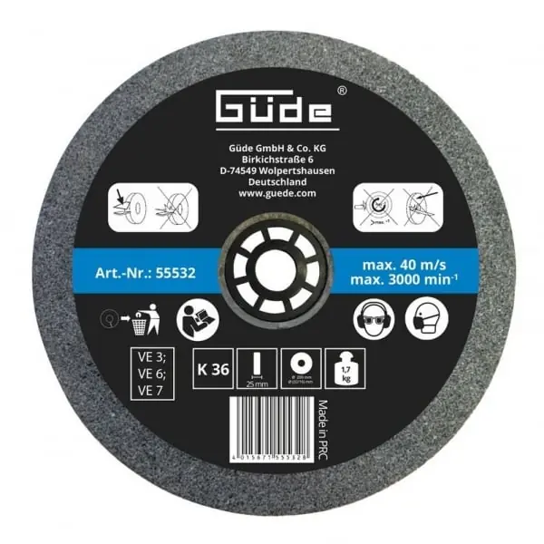 Disc abraziv pentru polizor de banc Gude 55532, Ø200x25x32 mm, granulatie K36 Reduceri