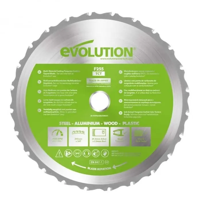 Nu rata Disc pentru fierastrau circular, taiere multifunctionala Evolution FURYBLADE255MULTI-3185, Ø255 x 25.4 mm, 24 dinti