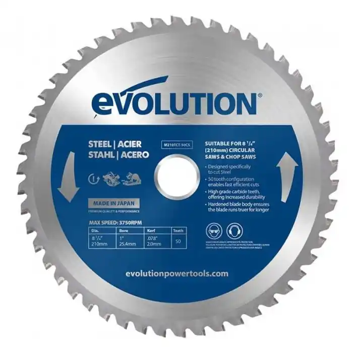 Disc pentru fierastrau circular, taiere otel moale Evolution M210TCT-50CS-0935, Ø210 x 25.4 mm, 50 dinti Livrare expres