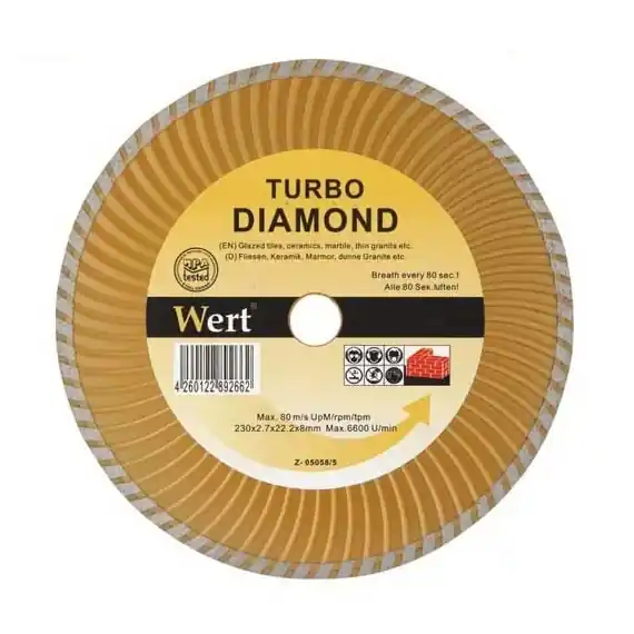 Disc diamantat turbo, taiere beton, piatra, granit Wert 2712-115, Ø115x22.2 mm Promoție