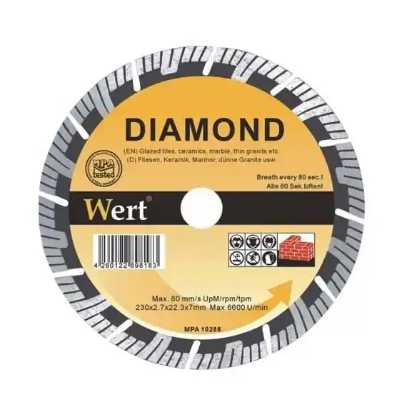 Cumpărături sigure Disc diamantat turbo, taiere beton, zidarie, piatra Wert 2713-115, Ø115x22.2 mm