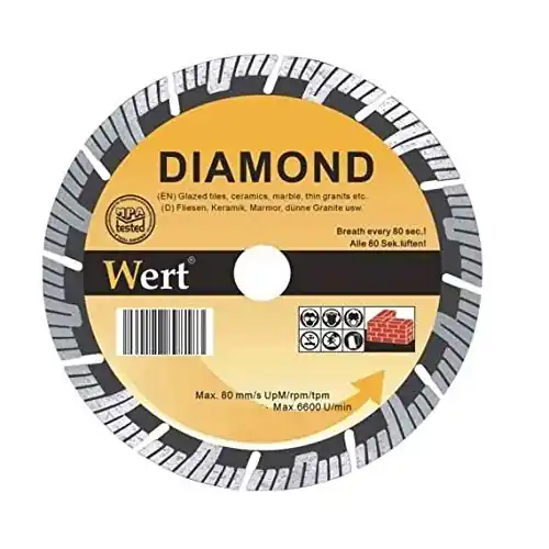 Disc diamantat segmentat turbo pentru fierastrau circular, taiere beton, zidarie, piatra Wert 2713-180, Ø180x22.2 mm Livrare rapidă