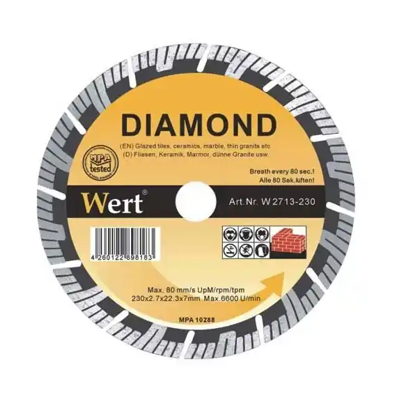 Livrare rapidă Disc diamantat segmentat turbo Wert 2713-230, Ø230x22.2 mm
