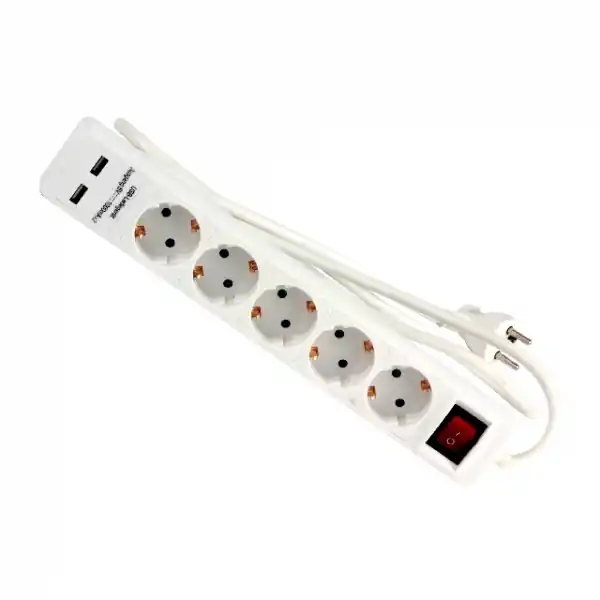 Prelungitor electric cu 5 prize si 2 porturi USB Troy 24025, 1.4 m Ultima șansă