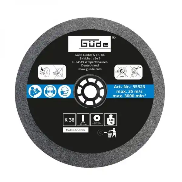Disc abraziv pentru polizor de banc Gude 55523, Ø125x16x20 mm, granulatie K36 Plată sigură
