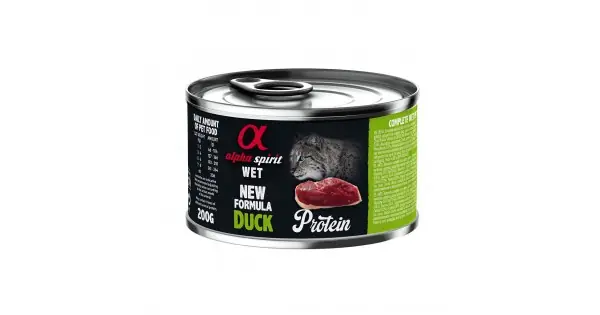 Super ofertă Conserva de hrana umeda Premium pentru pisica Alpha Spirit, 94% carne de pui si rata, 200 g