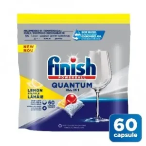 Detergent capsule pentru masina de spalat vase Finish Quantum All in 1 Lemon, 60 spalari Plată sigură