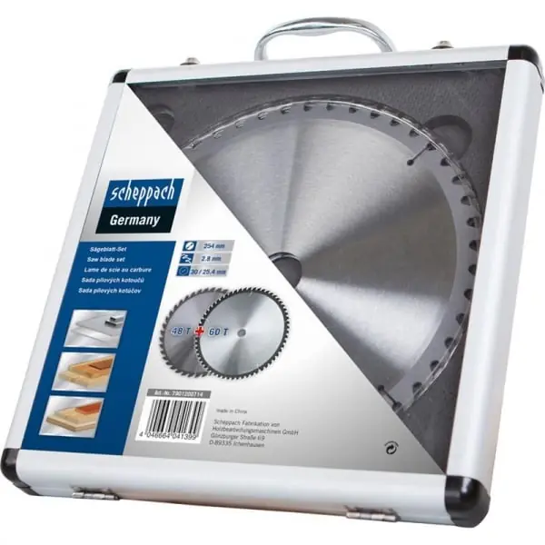 Set discuri pentru fierastrau circular, taiere tip TCT Scheppach 7901200714, Ø254x30 mm, 2 piese Ieftin