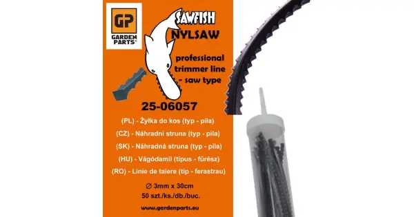 Livrare expres Fir nylon profesional trimmer / motocoasa 3mm x 30cm, tip fierastrau