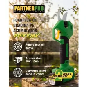 Foarfeca electrica cu acumulator PARTNERPRO PP-FE16V, 16V / 2Ah, 300 W, 200 N Nu rata
