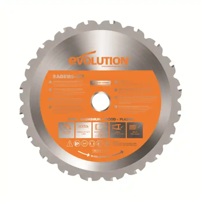 Disponibil imediat Disc pentru fierastrau circular, taiere multifunctionala Evolution RAGEBLADE185MULTI-9883, Ø185 x 20 mm, 20 dinti