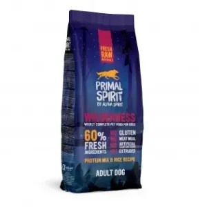 Lichidare de stoc Hrana uscata Premium presata la rece pentru caine Primal Spirit, Wilderness, cu 60% carne de porc, pui si peste, 12 kg