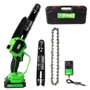 Mini drujba cu acumulator 20V, cu doua lame 6'' si 8'', doua lanturi Micul Fermier Discount