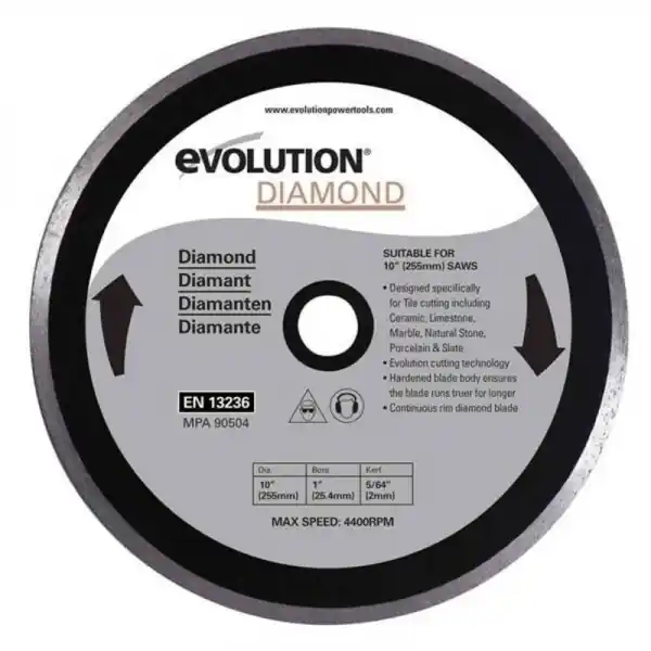 Disc diamantat pentru fierastrau circular Evolution RAGEBLADE255DIAMOND-1619, Ø255x25.4 mm Retur gratuit