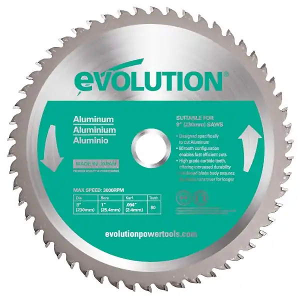 Disc pentru fierastrau circular, taiere aluminiu Evolution A230TCT-80CS-0460, Ø230 x 25.4 mm, 80 dinti Retur ușor