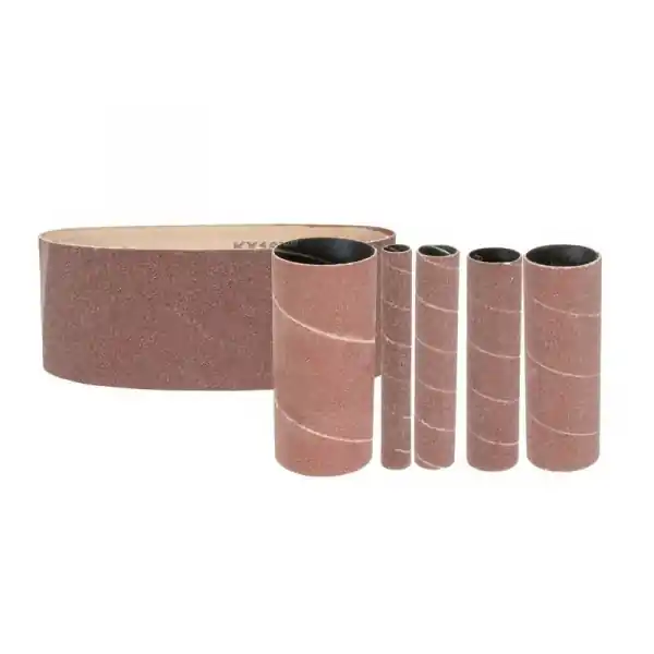 Set banda si clindri de slefuire pentru masina de slefuit cu ax GSBSM 450 Gude 38366, K240, 6 piese Ultima șansă