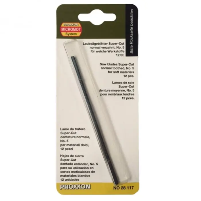 Ofertă limitată Set panze de rezerva fara pin pentru fierastrau de traforaj Micromot Proxxon 28117, 130 mm, 17 DPI, 12 bucati