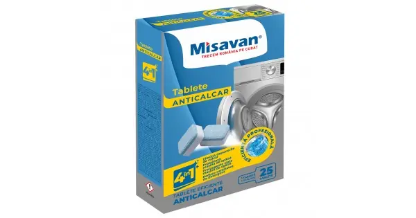 Tablete anticalcar pentru masina de spalat rufe Misavan 4in1 25 tablete Lichidare de stoc