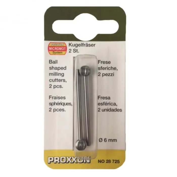 Doar azi Set freze extradure din otel-wolfram-vanadiu de forma sferica globulara Micromot Proxxon 28725, Ø6 mm, 2 bucati
