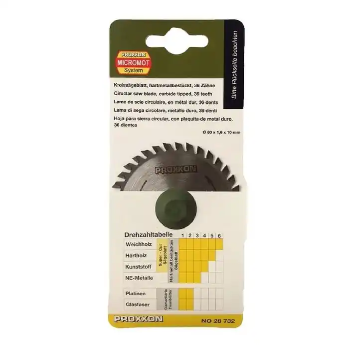 ​​​​​​​Disc pentru FET, taiere lemn, plastic, aluminiu Proxxon 28732, Ø80x10 mm, 36 dinti Comandă acum